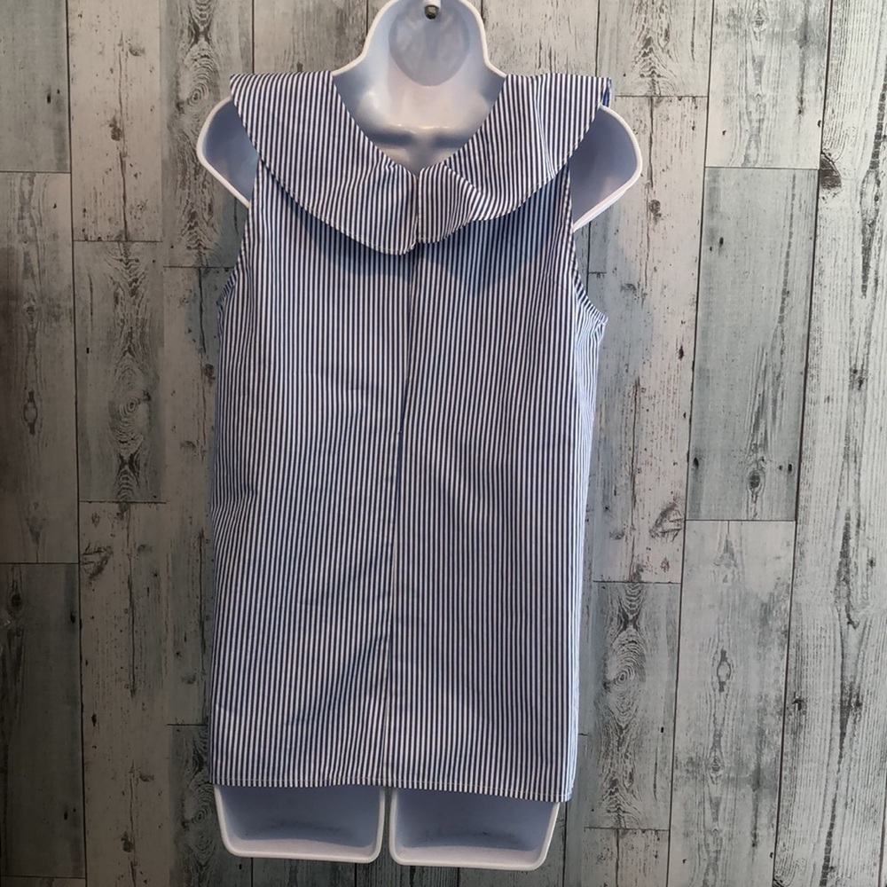 J.Crew Ruffled V-Neck Stripe Sleeveless Top 2 - Picture 4 of 10